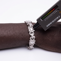 925 Silver White Flowers Cuban Bracelet